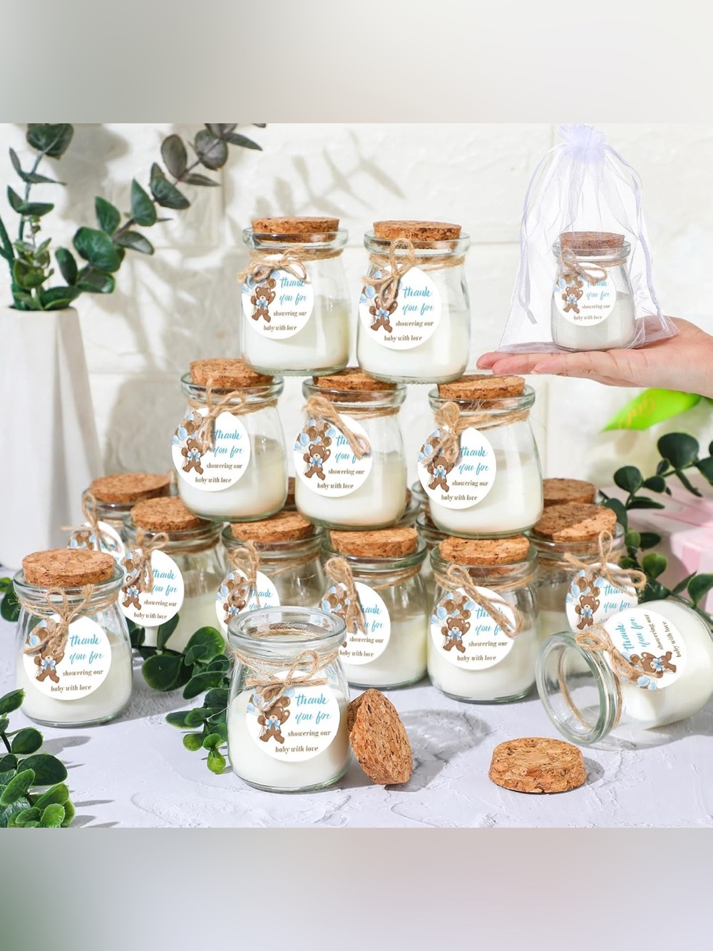 Baby Boy Bear Candle Shower Favors